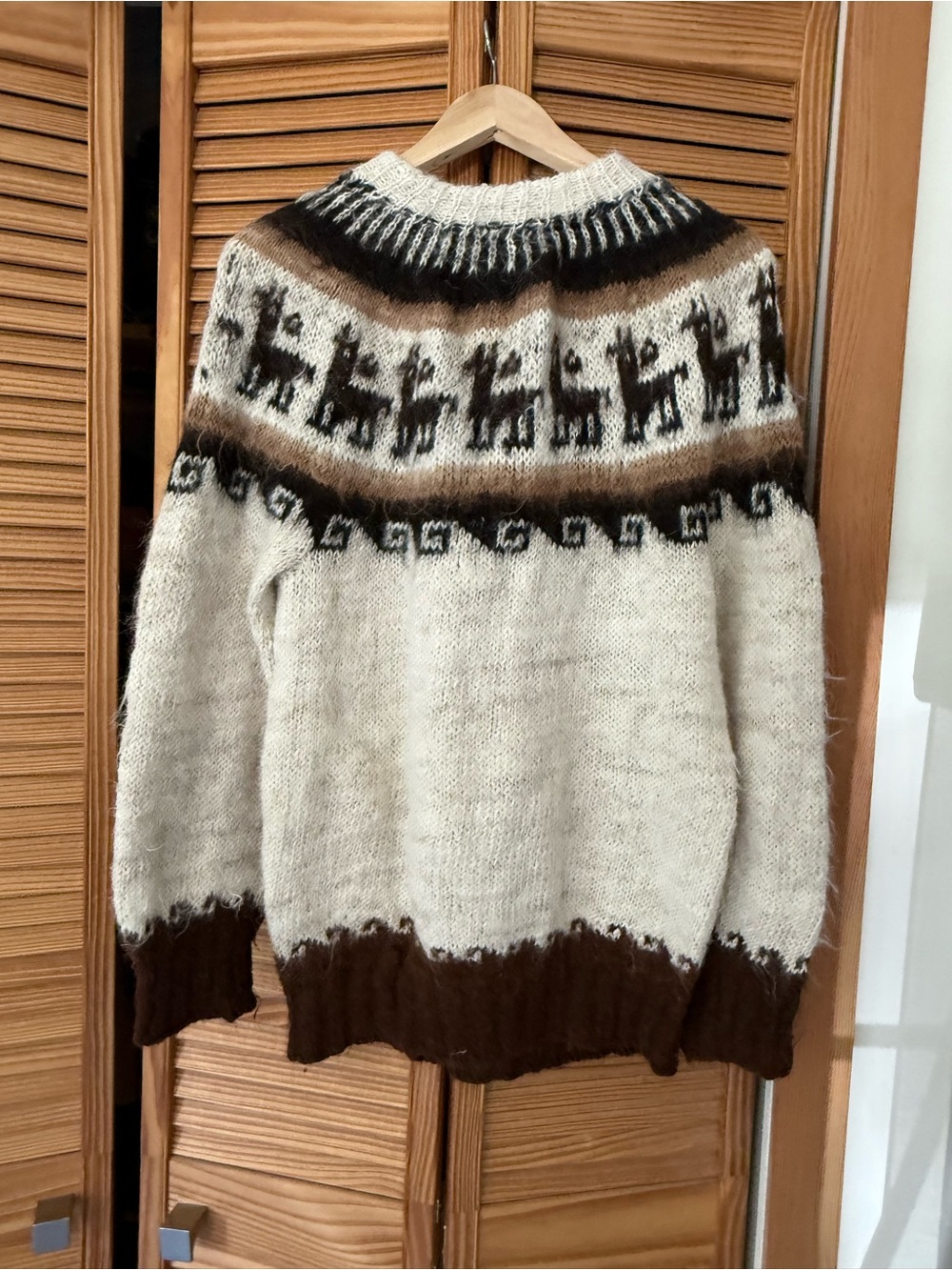 Cream & Brown Peru Alpaca Sweater